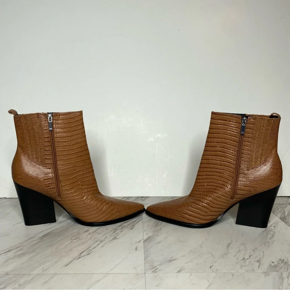 Marc Fisher Mariel Brown Leather Heeled Bootie 11M - Picture 5 of 14